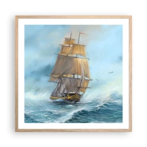 Plakat w ramie jasny dąb - Mknący po falach - 60x60 cm