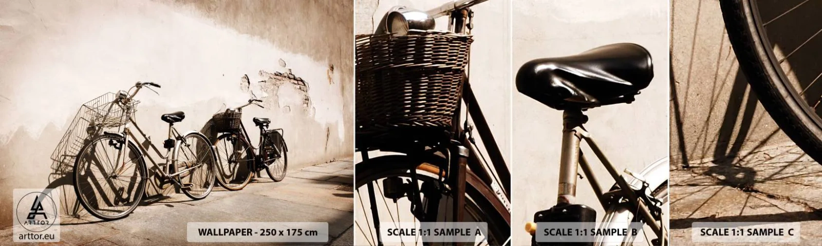 Fototapeta Próbka Standard Eco - Niezapomniany urok przeszłości - Rower, Podróż, Vintage - 100x30 cm