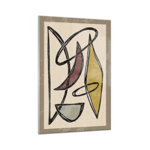 Obraz na szkle - Abstrakcja z geometrycznymi kształtami i stonowaną kolorystyką - 80x120cm - Piony i poziomy - Nowoczesna dekoracja ścienna do salonu i sypialni ARTTOR