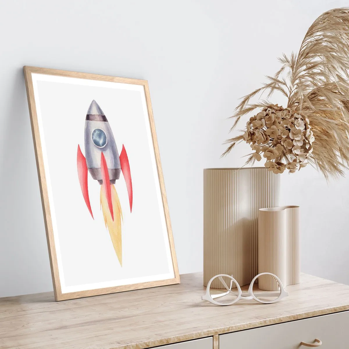 Plakat w ramie jasny dąb - Wyżej, prędzej, dalej - 50x70 cm