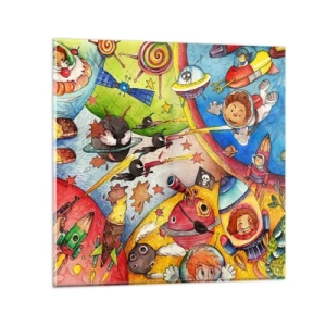 Obraz na szkle - Wielka kosmiczna przygoda - 60x60 cm