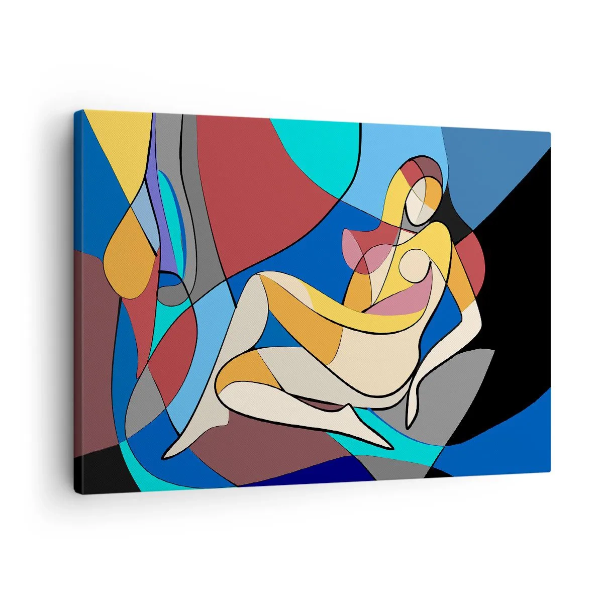Obraz na płótnie - Kolorowy akt w stylu kubistycznym - 70x50cm - Kubistyczny akt - Nowoczesna dekoracja ścienna do salonu i sypialni ARTTOR