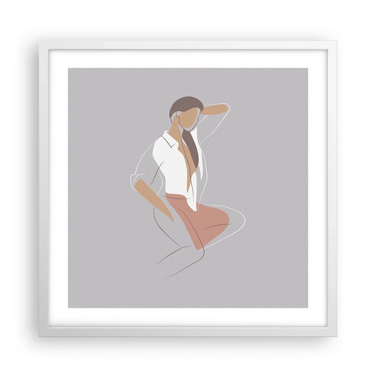 Plakat w białej ramie - Zarys wdzięku - 50x50 cm