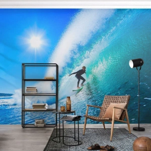 Fototapeta Samoprzylepna Deluxe Sticker - Przez wielki błękit - Sport, Surfer, Morze - 250x175 cm