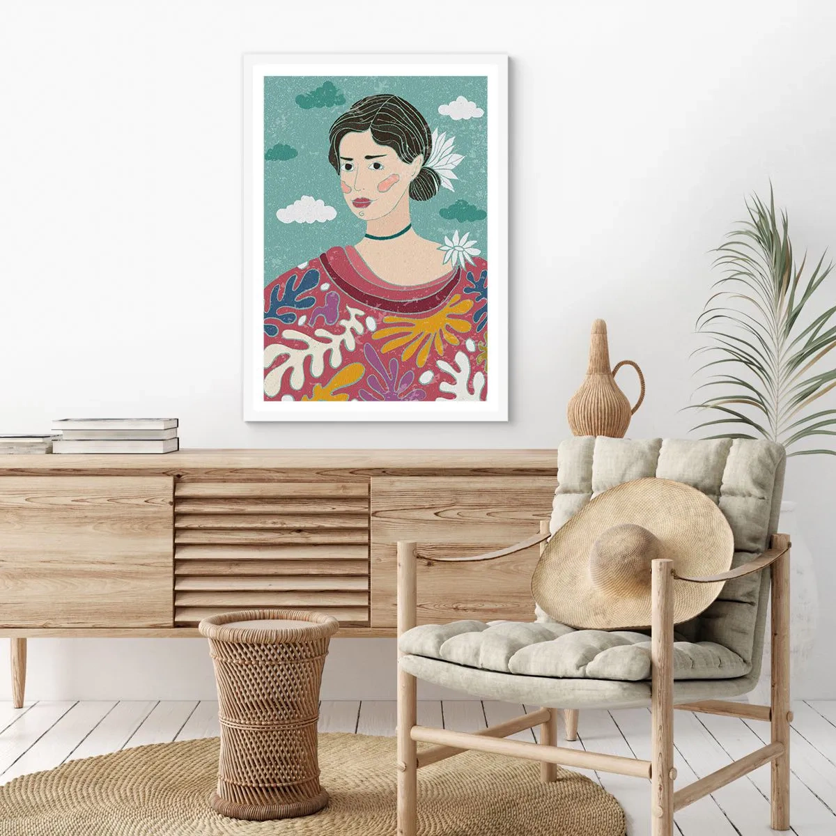 Plakat w białej ramie - Z melancholią w spojrzeniu - 30x40 cm