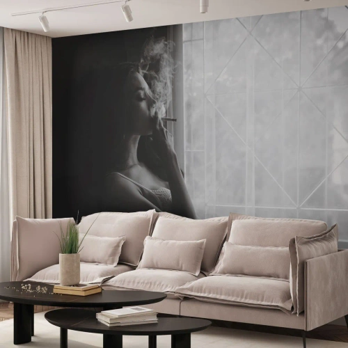 Fototapeta Premium Sand - Zmysłowa chwila - Kobieta, Papieros, Sypialnia - 250x175 cm