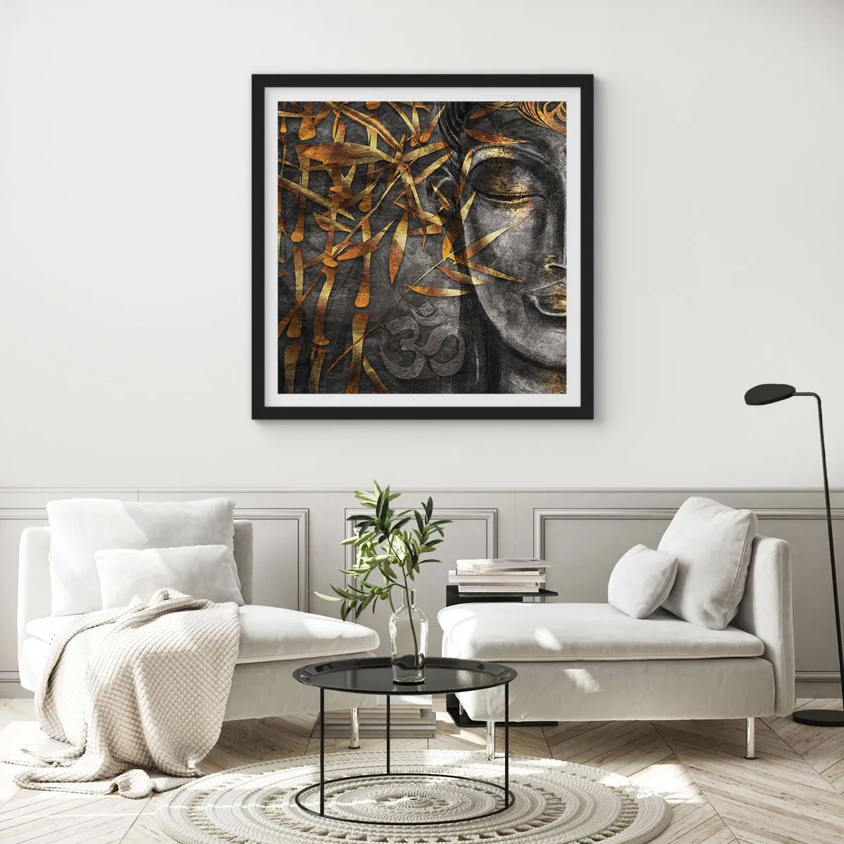 Plakat w czarnej ramie - Poczuj spokój - 50x50 cm