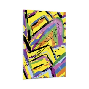 Obraz na szkle - Żywa abstrakcja w jaskrawych kolorach i dynamicznych kształtach - 70x100cm - Aż krzyczy z radości - Nowoczesna dekoracja ścienna do salonu i sypialni ARTTOR