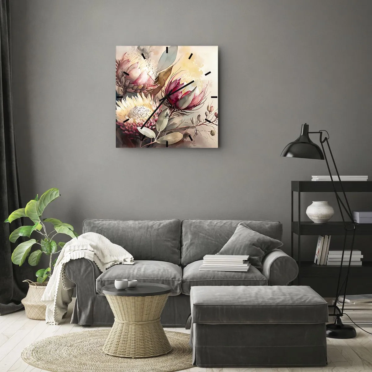 Zegar ścienny - Z profilu i en face - 40x40 cm