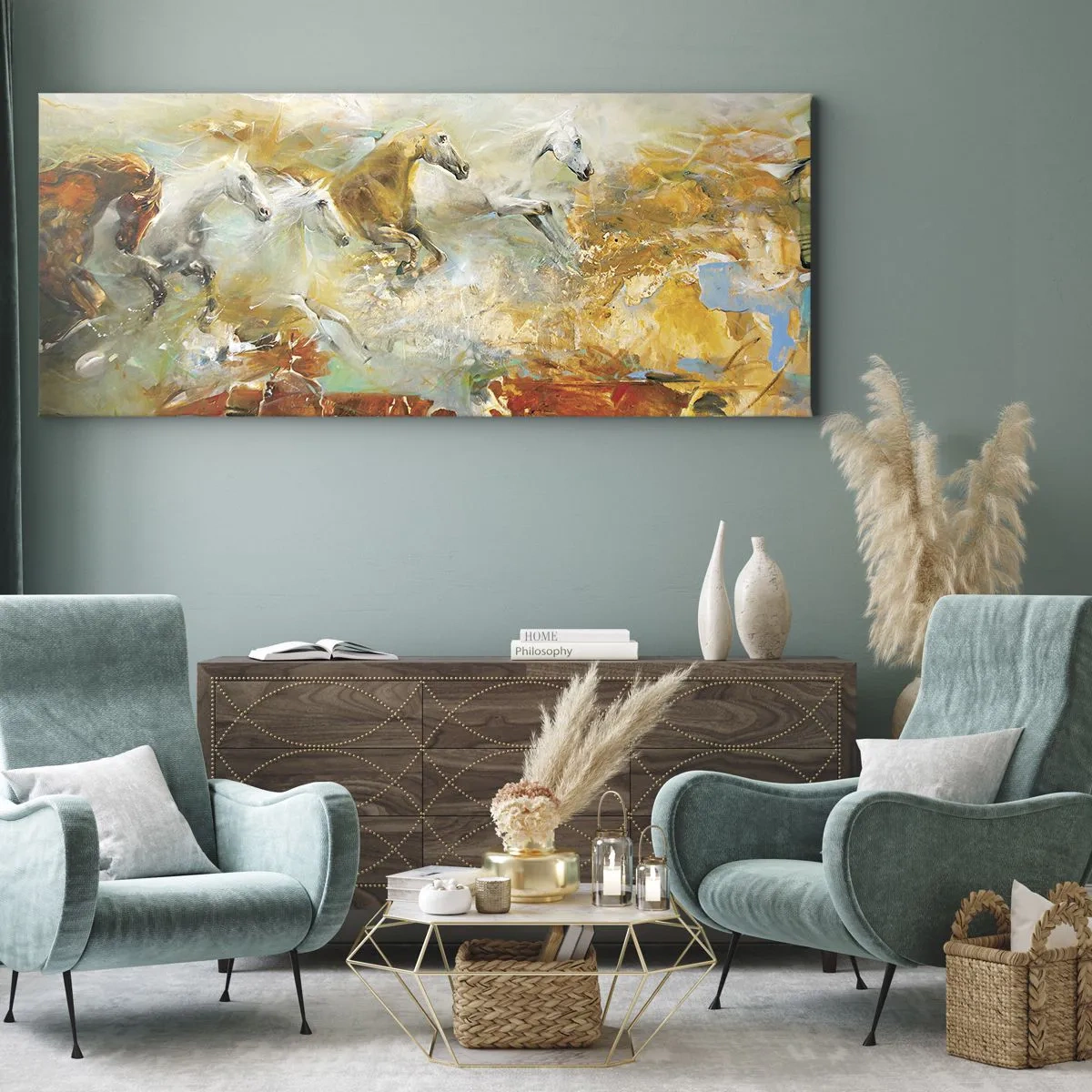 Obraz na płótnie - Galopem przez światło - 100x40 cm