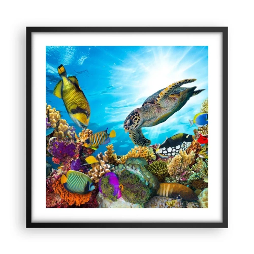 Plakat w czarnej ramie - Koralowa promenada - 50x50 cm