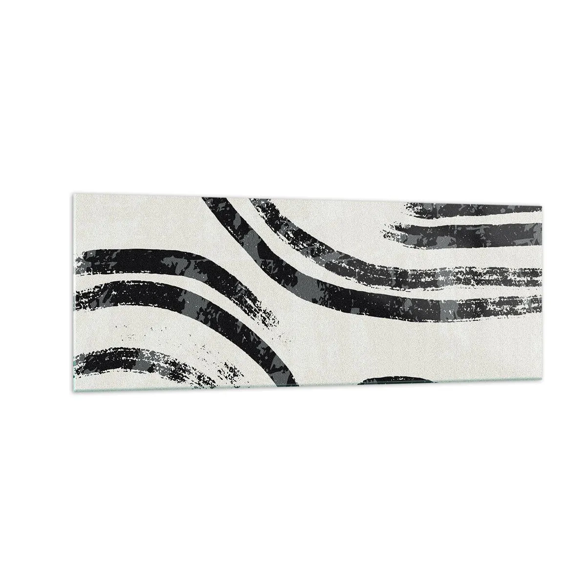 Obraz na szkle - Czarno-białe abstrakcyjne linie na jasnym tle - 140x50cm - W pół zatrzymany - Nowoczesna dekoracja ścienna do salonu i sypialni ARTTOR