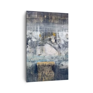 Obraz na płótnie - Abstrakcyjna kompozycja w chłodnych tonacjach - 80x120cm - Jak po lodzie, jak po grudzie - Nowoczesna dekoracja ścienna do salonu i sypialni ARTTOR