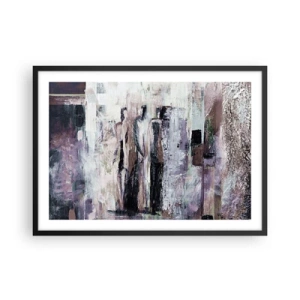 Plakat w czarnej ramie - Abstrakcyjna kompozycja z trzema postaciami w pastelowych barwach - 70x50cm - Tajemnicza trójka - Nowoczesna dekoracja ścienna do salonu i sypialni ARTTOR
