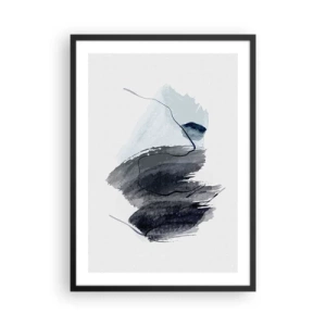 Plakat w czarnej ramie - Abstrakcyjne pociągnięcia pędzla w odcieniach szarości - 50x70cm - Intensywność i ruch - Nowoczesna dekoracja ścienna do salonu i sypialni ARTTOR
