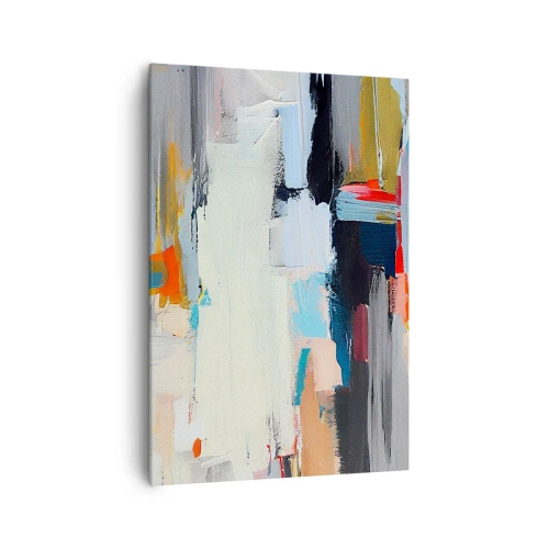 Obraz na płótnie - Kolorowa abstrakcja z dynamicznymi pociągnięciami pędzla - 70x100cm - Jest metoda? - Nowoczesna dekoracja ścienna do salonu i sypialni ARTTOR