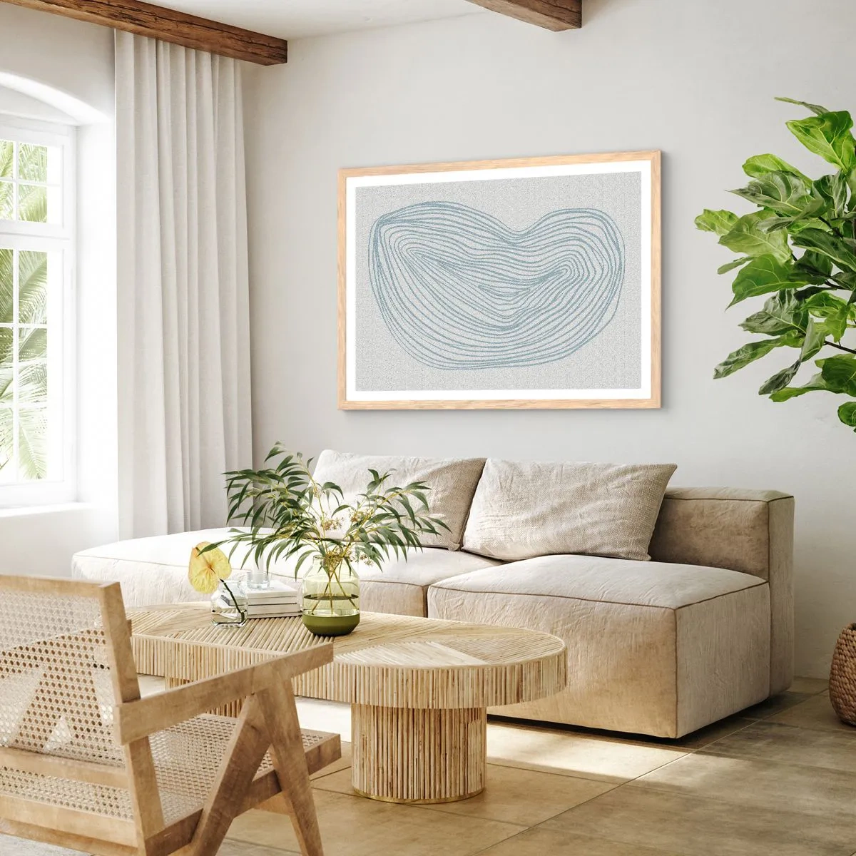 Plakat w ramie jasny dąb - Uśmiech kropli - 100x70 cm