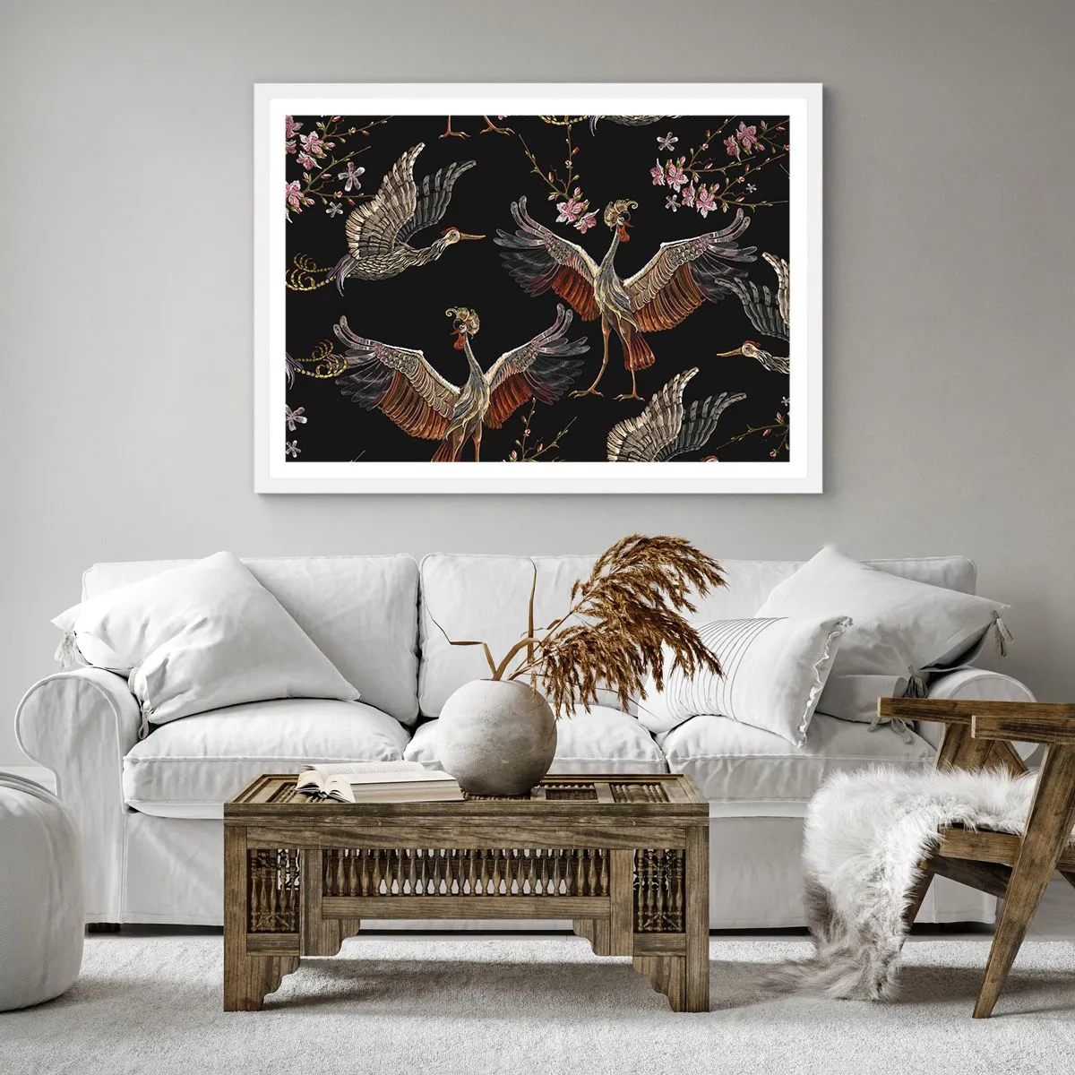 Plakat w białej ramie - Baśniowy ptak - 50x50 cm