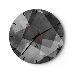 Zegar ścienny - Abstrakcyjne geometryczne kształty w odcieniach szarości - 30x30cm - Odwieczny symbol trwałości i porządku - Nowoczesna dekoracja ścienna do salonu, kuchni i sypialni ARTTOR