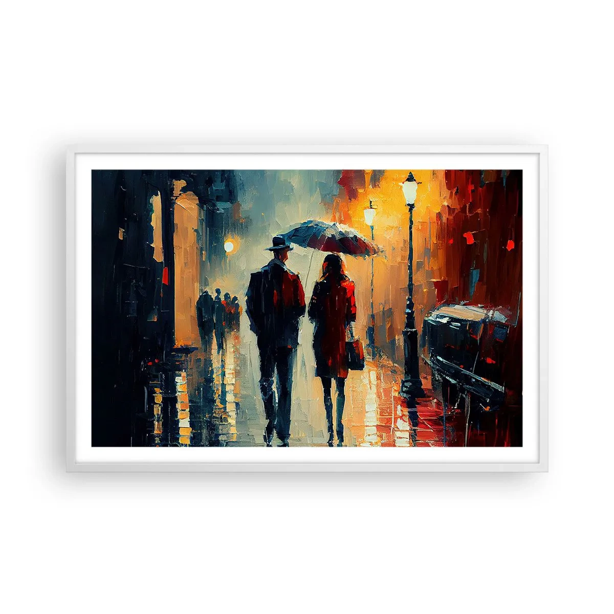 Plakat w białej ramie - Miejska love story - 91x61 cm
