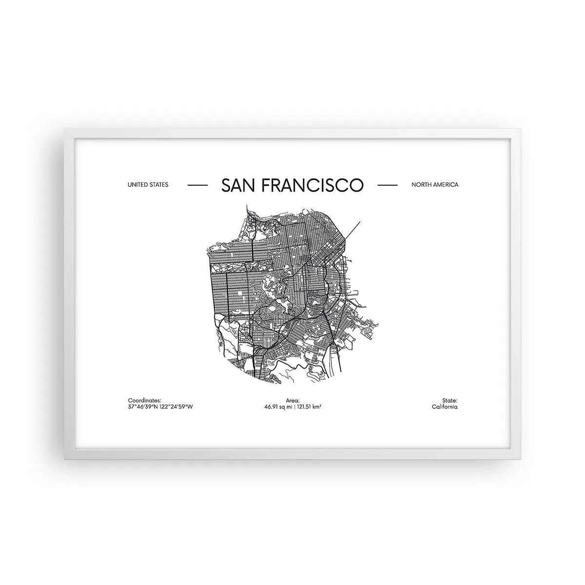 Plakat w białej ramie - Anatomia San Francisco - 70x50 cm