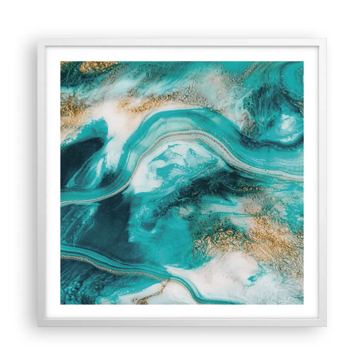 Plakat w białej ramie - Rzeka złota - 60x60 cm