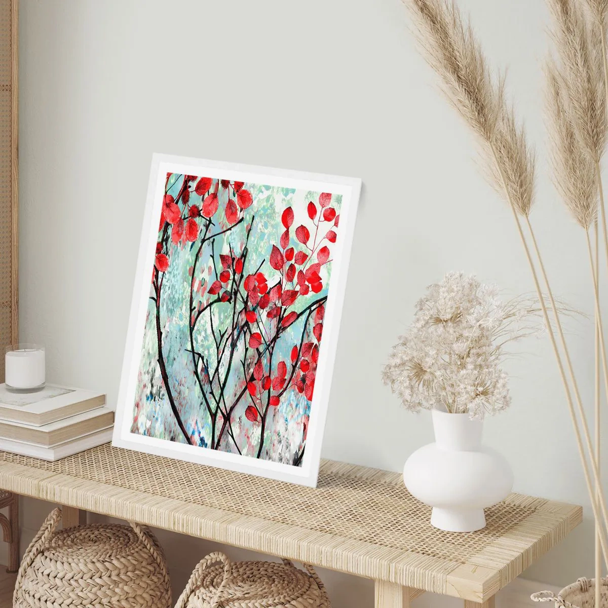 Plakat w białej ramie - Drzewo w szkarłacie - 30x40 cm