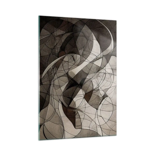 Obraz na szkle - Abstrakcyjna kompozycja organicznych linii w ziemistych tonacjach - 50x70cm - Cyrkulacja barw ziemi - Nowoczesna dekoracja ścienna do salonu, kuchni i sypialni ARTTOR