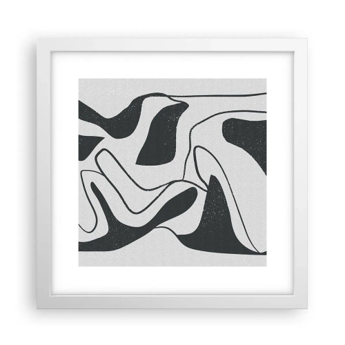 Plakat w białej ramie - Abstrakcyjna zabawa w labiryncie - 30x30 cm