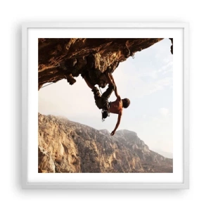 Plakat w białej ramie - Świat skurczony w garści na obrywie głazu - 50x50 cm