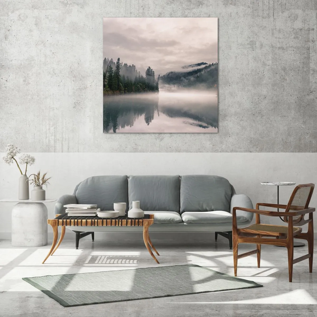 Obraz na szkle - W zadumie, we mgle - 50x50 cm