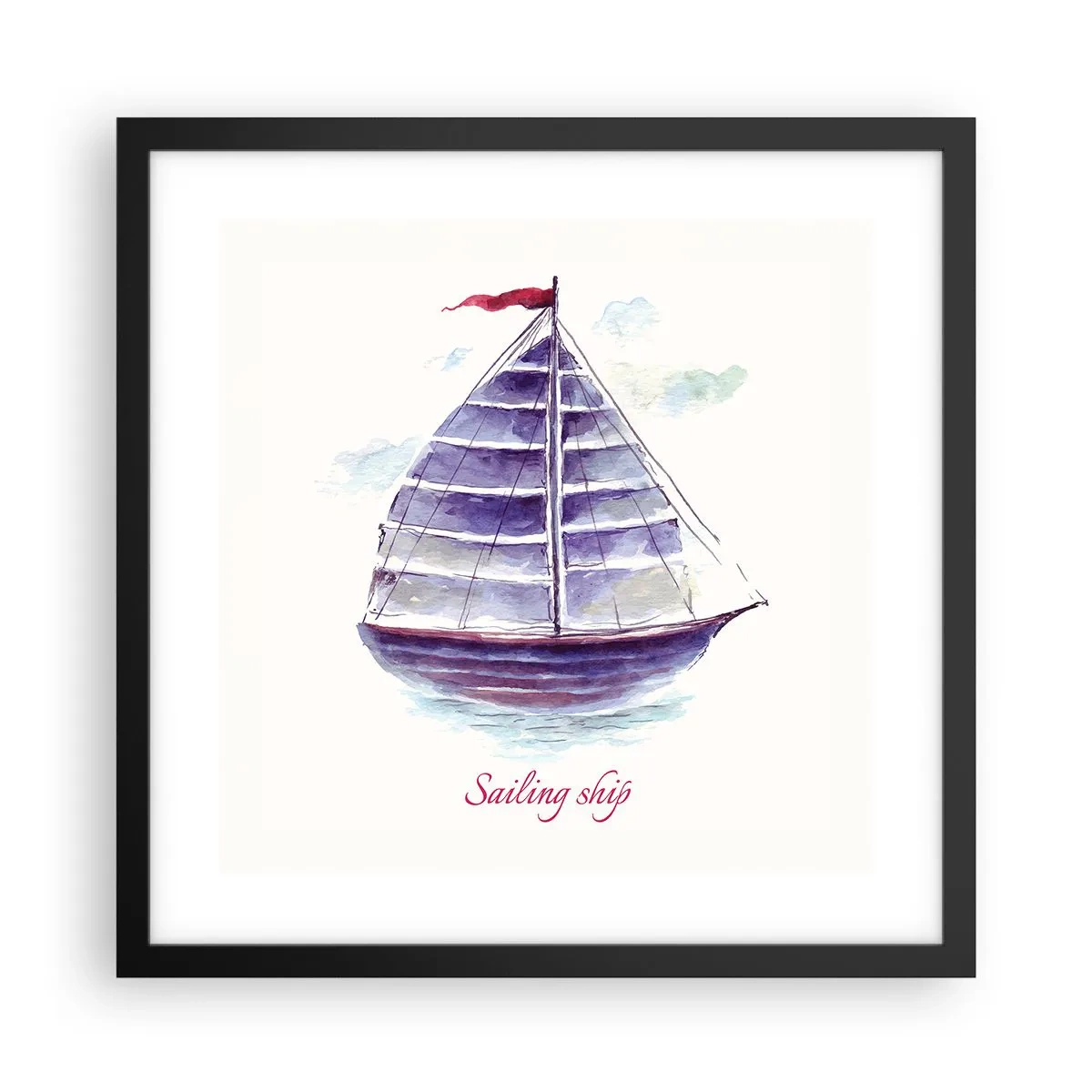 Plakat w czarnej ramie - Pełnych żagli i spokojnej wody - 40x40 cm