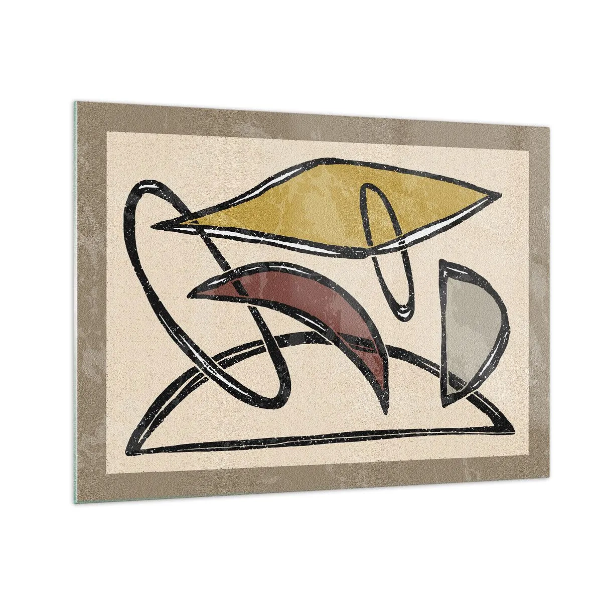 Obraz na szkle - Geometryczna abstrakcja w żółci i czerwieni - 70x50cm - Piony i poziomy - Nowoczesna dekoracja ścienna do salonu i sypialni ARTTOR