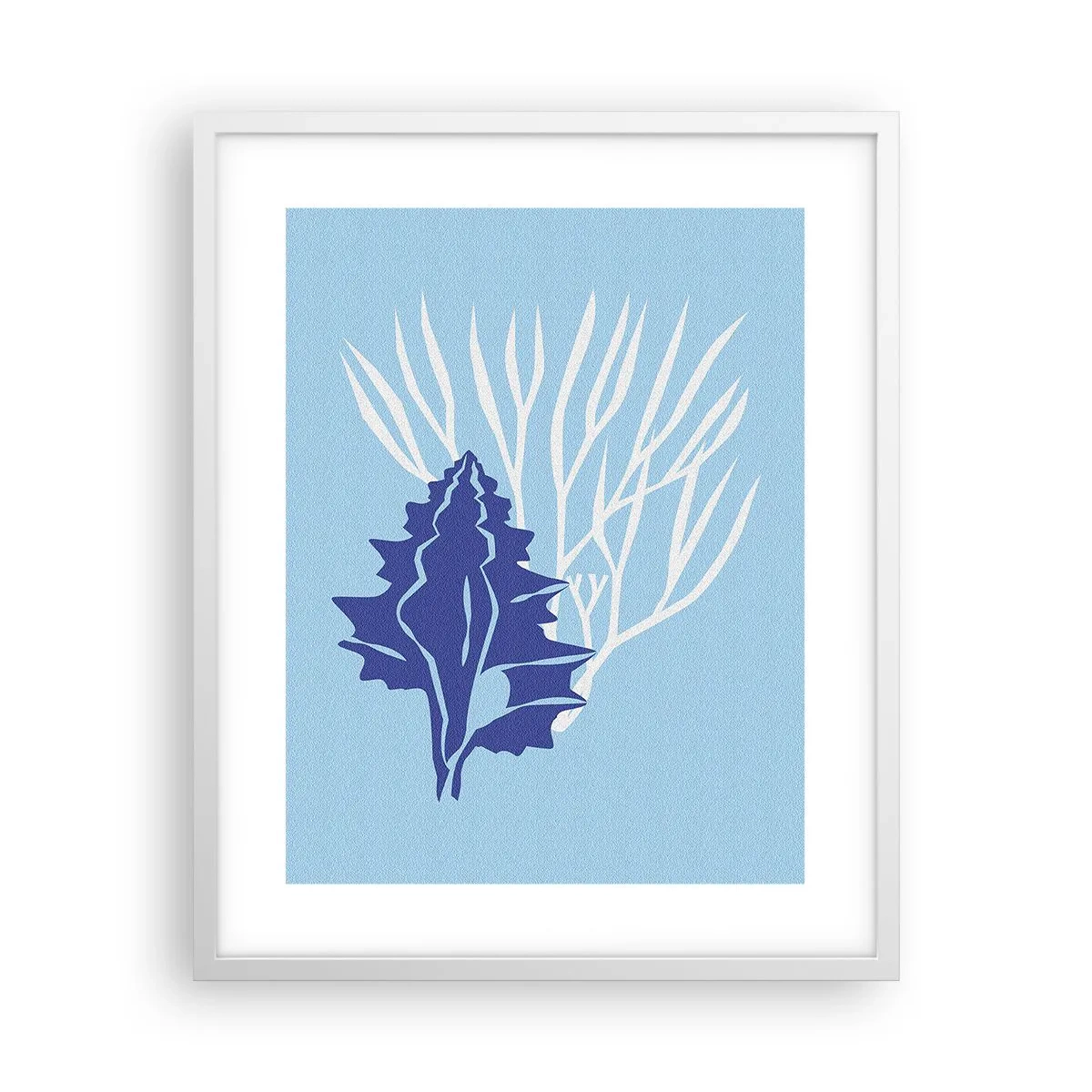 Plakat w białej ramie - Liściaste formy - 40x50 cm