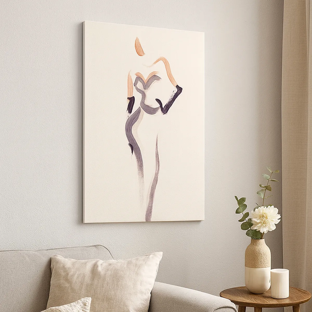 Obraz na płótnie - Minimalistyczna sylwetka kobiety w eleganckiej sukni - 50x70cm - Ze złotych lat Hollywood - Nowoczesna dekoracja ścienna do salonu, kuchni i sypialni ARTTOR