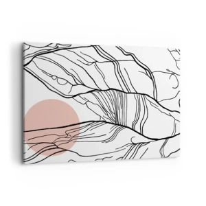 Obraz na płótnie - Minimalistyczne linie z geometrycznym akcentem - 100x70cm - W sieci gałązek - Nowoczesna dekoracja ścienna do salonu, kuchni i sypialni ARTTOR