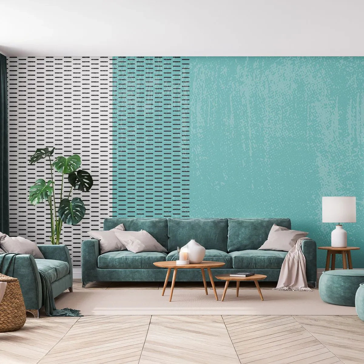 Fototapeta Premium Sand - Minimalistyczna abstrakcja w odcieniach turkusu i czerni - 100x70cm - Kompozycja zrównoważona - Nowoczesna dekoracja ścienna do salonu, kuchni i sypialni ARTTOR