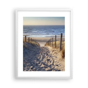 Plakat w białej ramie - Morza szum, ptaków śpiew, dzika plaża pośród traw… - 40x50 cm