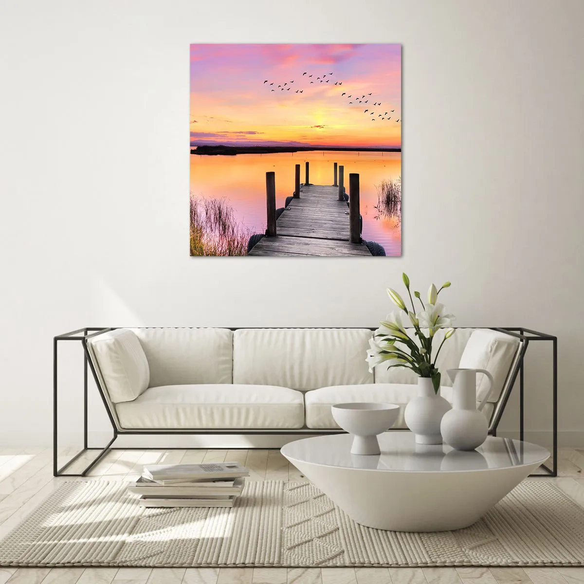 Obraz na szkle - Fiołkowy cichy świt - 50x50 cm