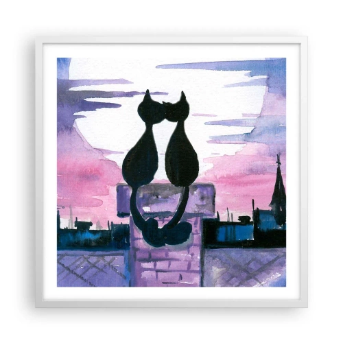 Plakat w białej ramie - Rendez-vous pod księżycem - 60x60 cm