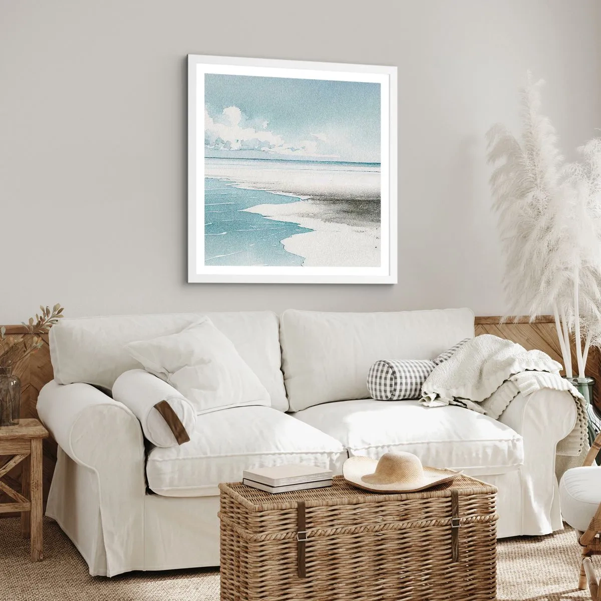 Plakat w białej ramie - Łagodny przypływ - 40x40 cm