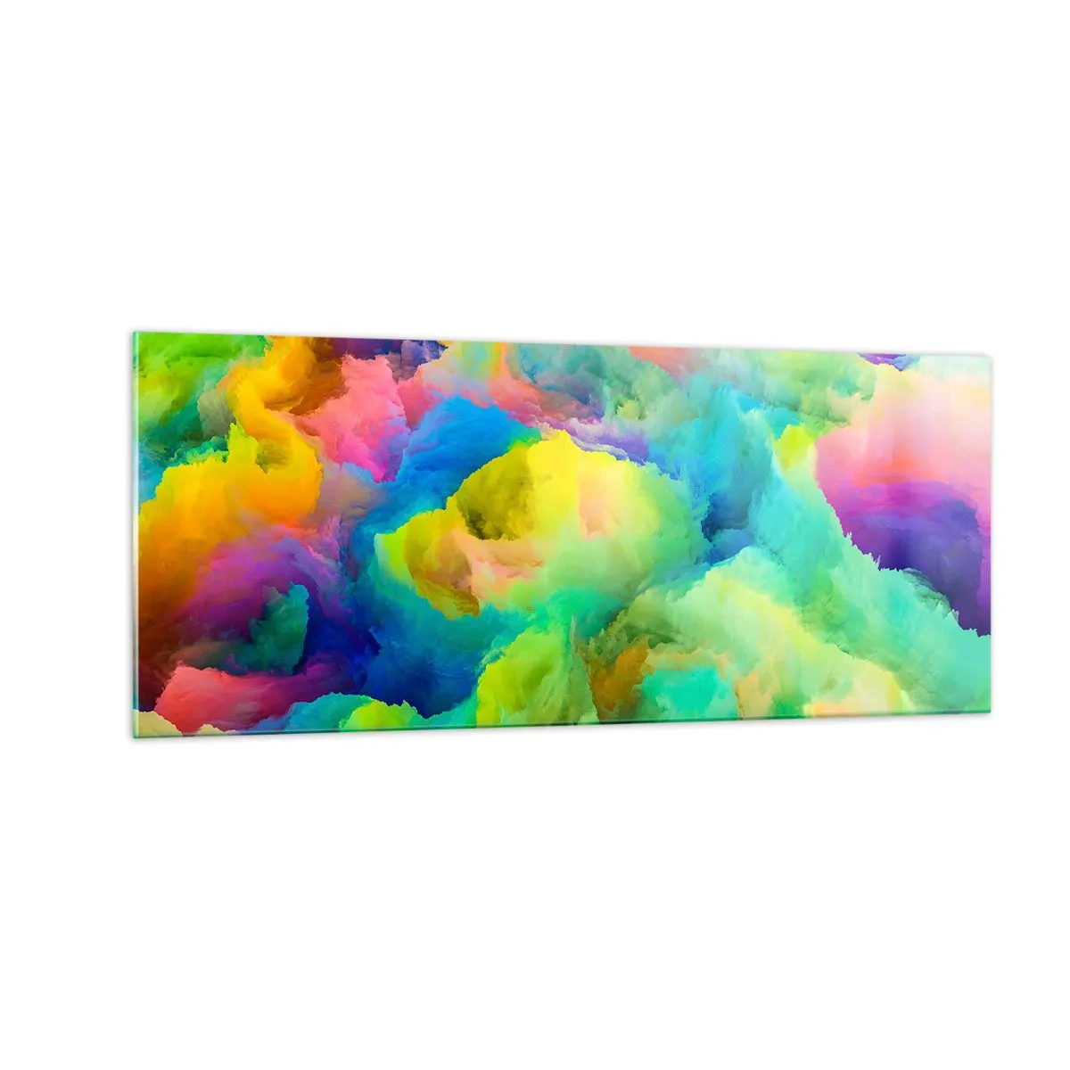 Obraz na szkle - Tęczowy puch - 100x40 cm