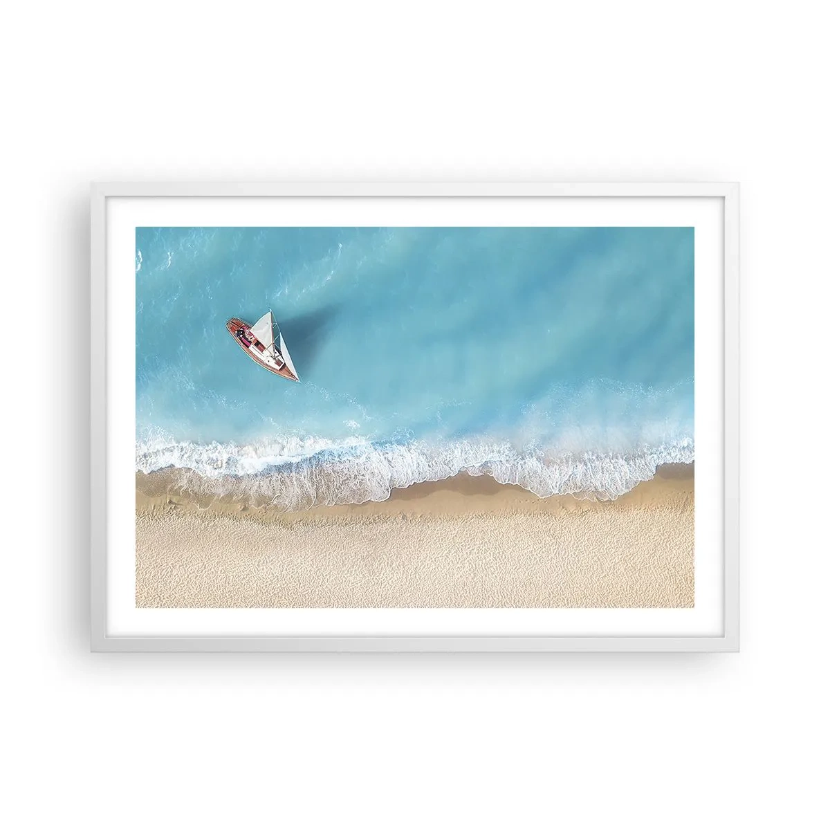 Plakat w białej ramie - Na granicy błękitu i złota - 70x50 cm