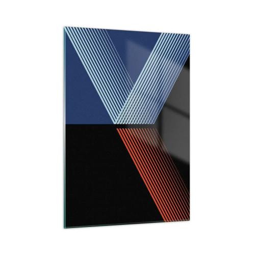 Obraz na szkle - Nowoczesna geometryczna kompozycja z liniami i kontrastem barw - 50x70cm - Prosta historia - Nowoczesna dekoracja ścienna do salonu, kuchni i sypialni ARTTOR