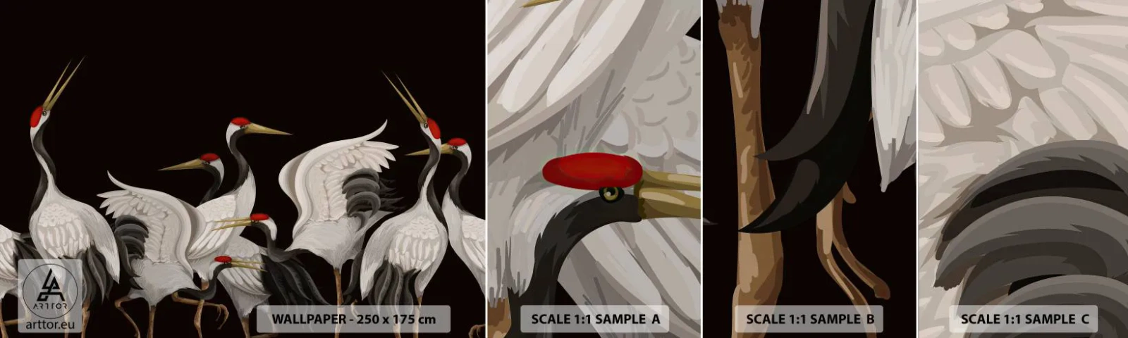 Fototapeta Próbka Standard Eco - Ptasie sprawy - Żurawie, Ptaki, Sztuka - 100x30 cm