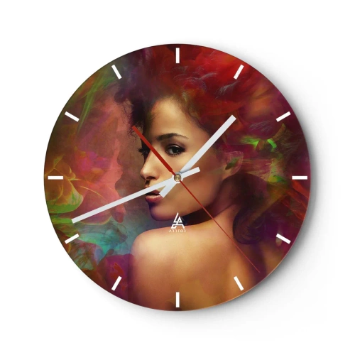 Zegar ścienny - Piękniejsza od tęczy, delikatna jak mgła - 40x40 cm