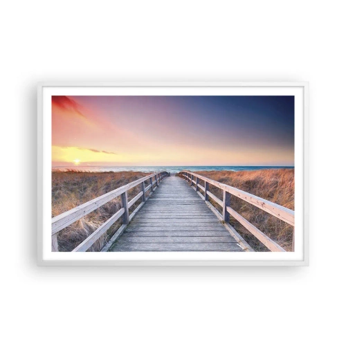 Plakat w białej ramie - Bałtycka wieczorna zorza - 91x61 cm