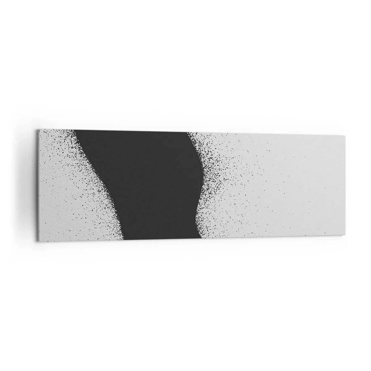Obraz na płótnie - Abstrakcyjny czarno-biały wzór z delikatnymi kropkami na płótnie - 160x50cm - Płynna równowaga - Nowoczesna dekoracja ścienna do salonu i sypialni ARTTOR