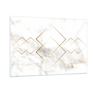 Obraz na szkle - Geometryczne złote romby na tle białego marmuru - 120x80cm - Widok na nieskończoność - Nowoczesna dekoracja ścienna do salonu, kuchni i sypialni ARTTOR