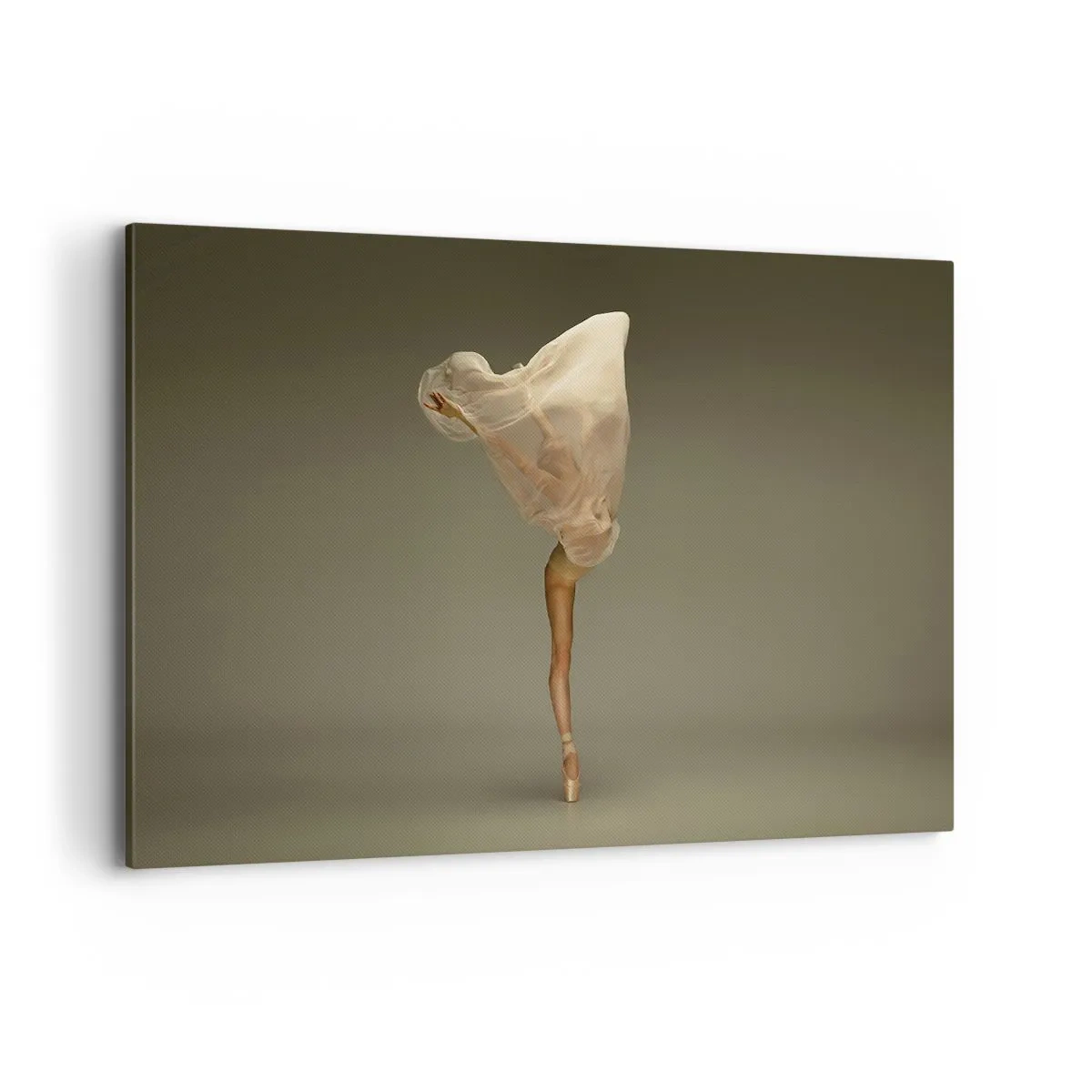 Obraz na płótnie - Tancerka unosząca się z tkaniną w powietrzu - 120x80cm - Zaraz wzleci - Nowoczesna dekoracja ścienna do salonu, kuchni i sypialni ARTTOR